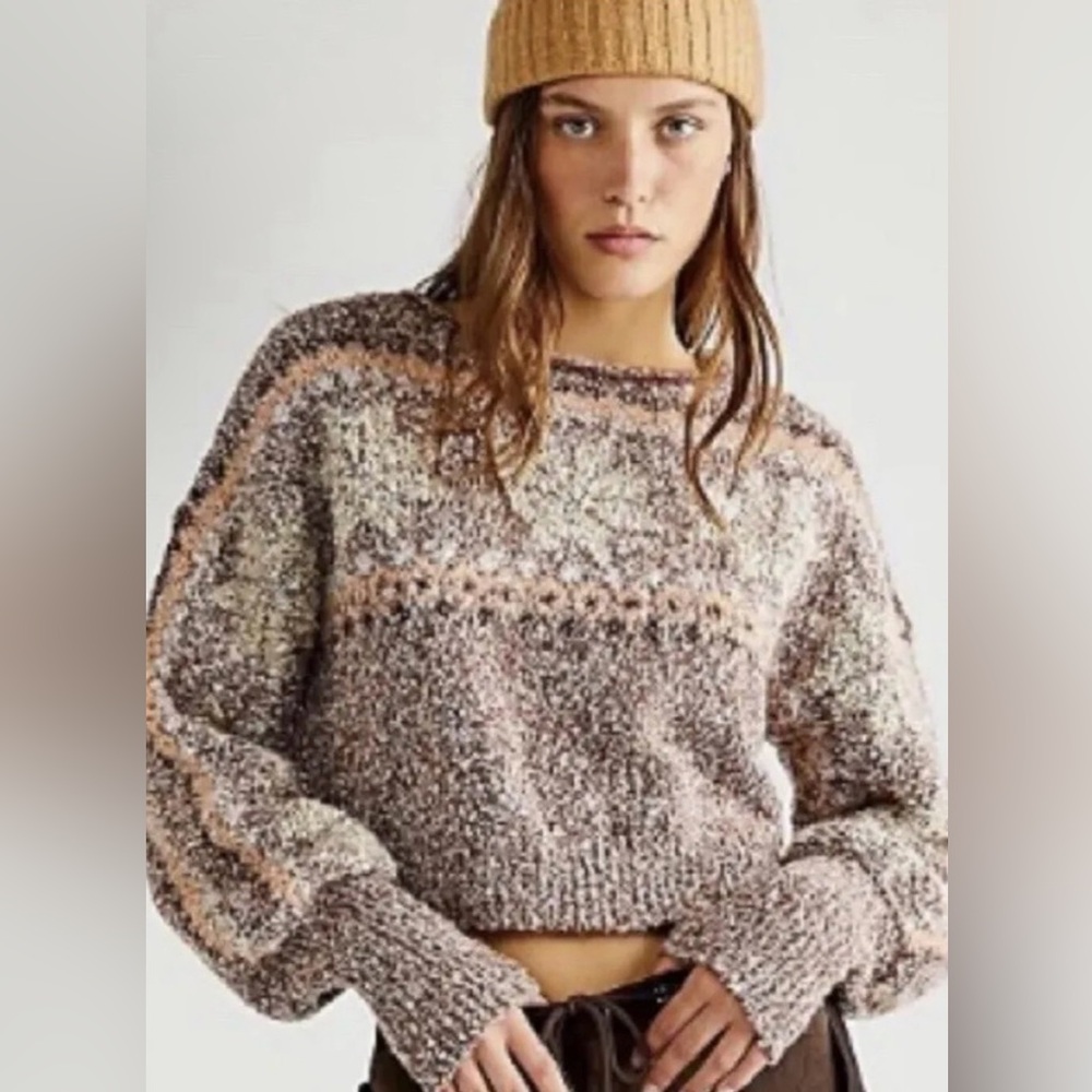 Free People Jumper Snowflake Sweater Size Medium - Picture 3 of 7